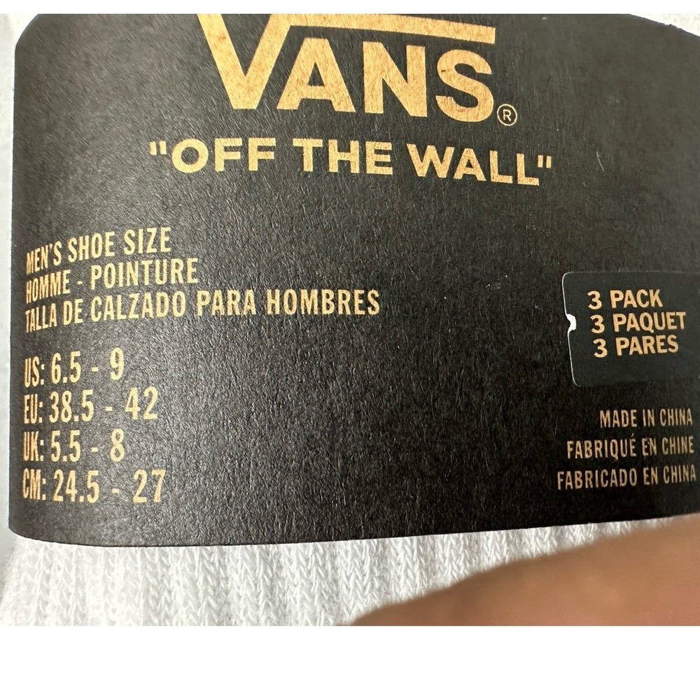 New Vans Men's Classic Half Crew Socks 3-Pack Size 6.5-9 White‎ - Picture 6 of 6